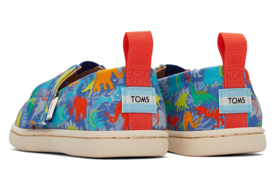 Toms Tiny Alpargata Dinos Cobalt Blue