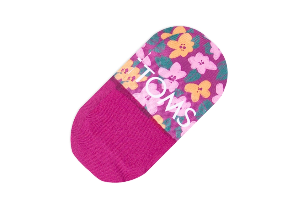 Toms Ultimate No Show Socks Oversized Blooms Fuchsia Blooms