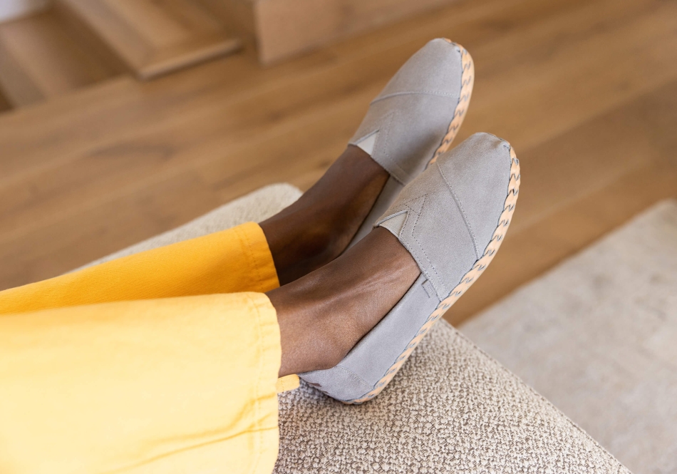 Toms Alpargata Leather Wrap Grey Suede