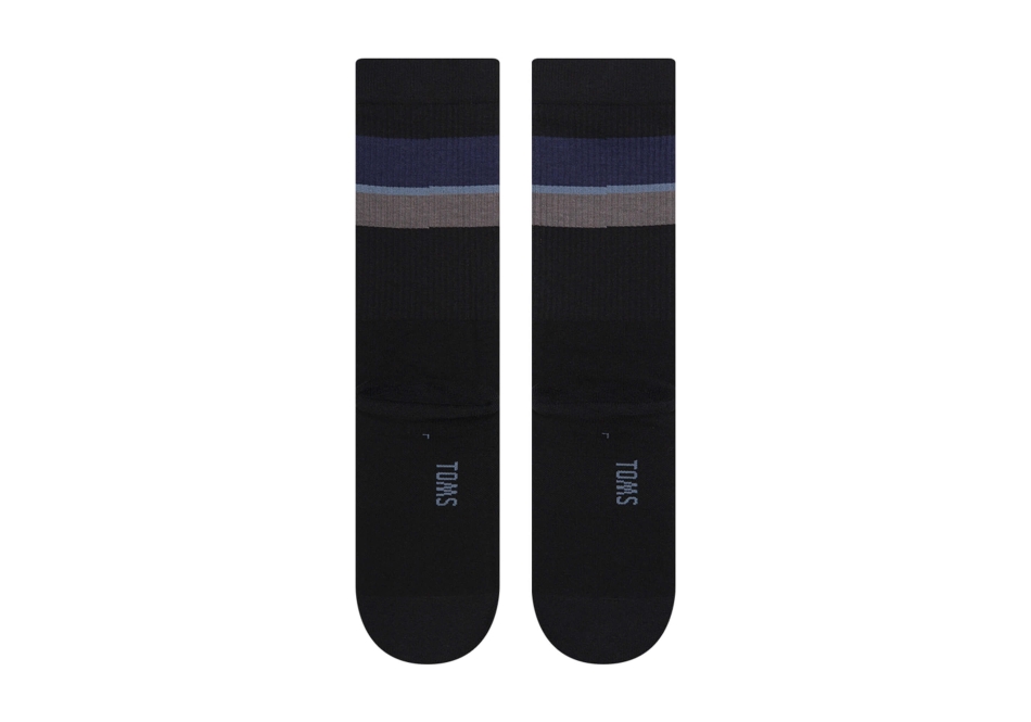 Toms Light Cushioned Crew Socks Black Stripes Black Stripe