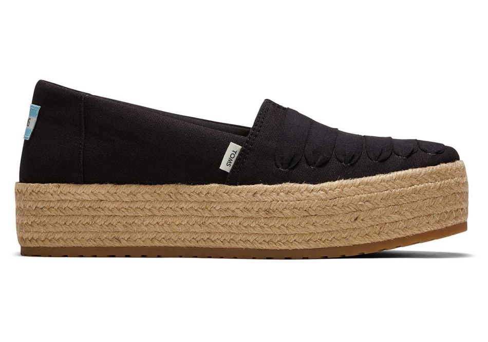 Toms Valencia Platform Espadrille Black