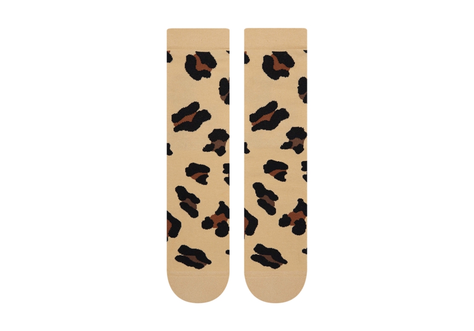 Toms Light Cushioned Crew Socks Leopard Beige Leopard