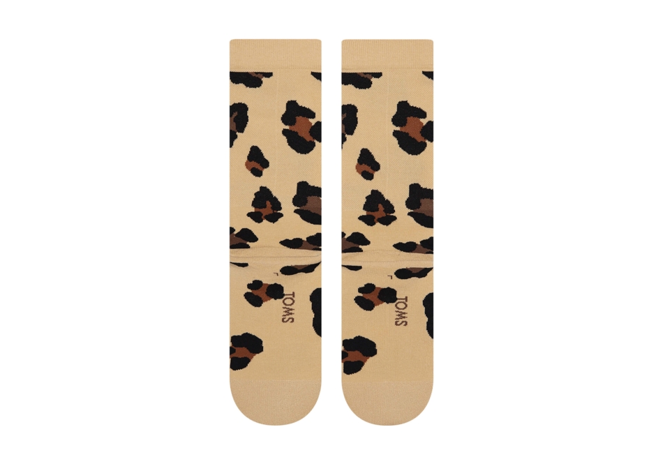 Toms Light Cushioned Crew Socks Leopard Beige Leopard
