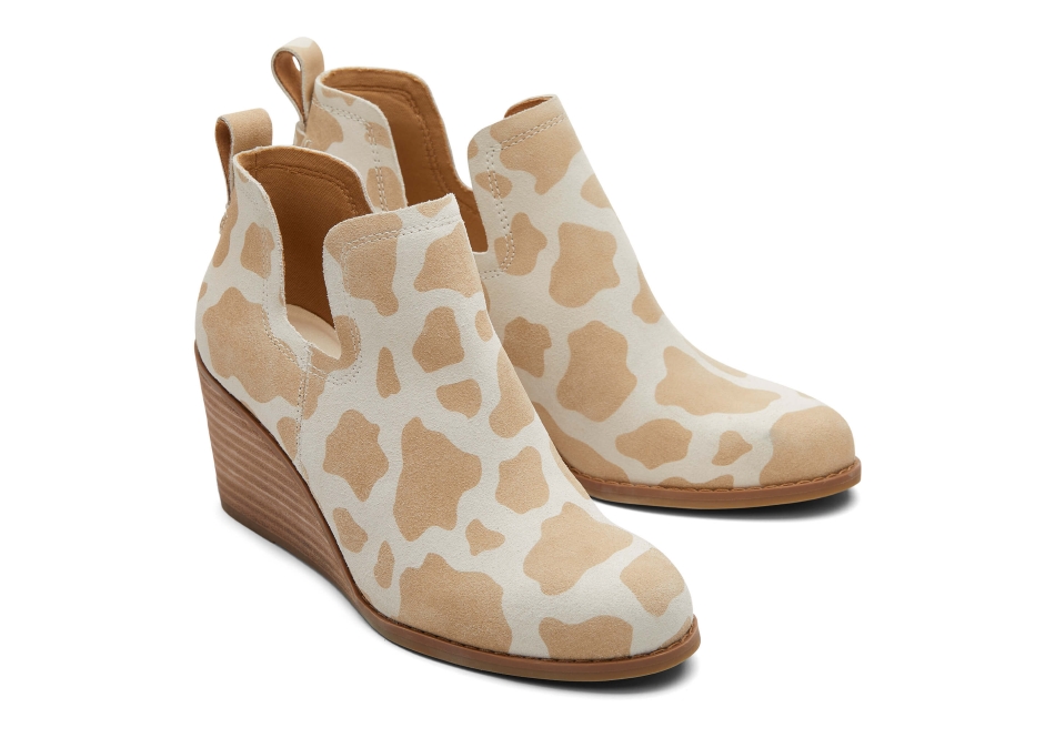 Toms Kallie Wedge Bootie Cow Print