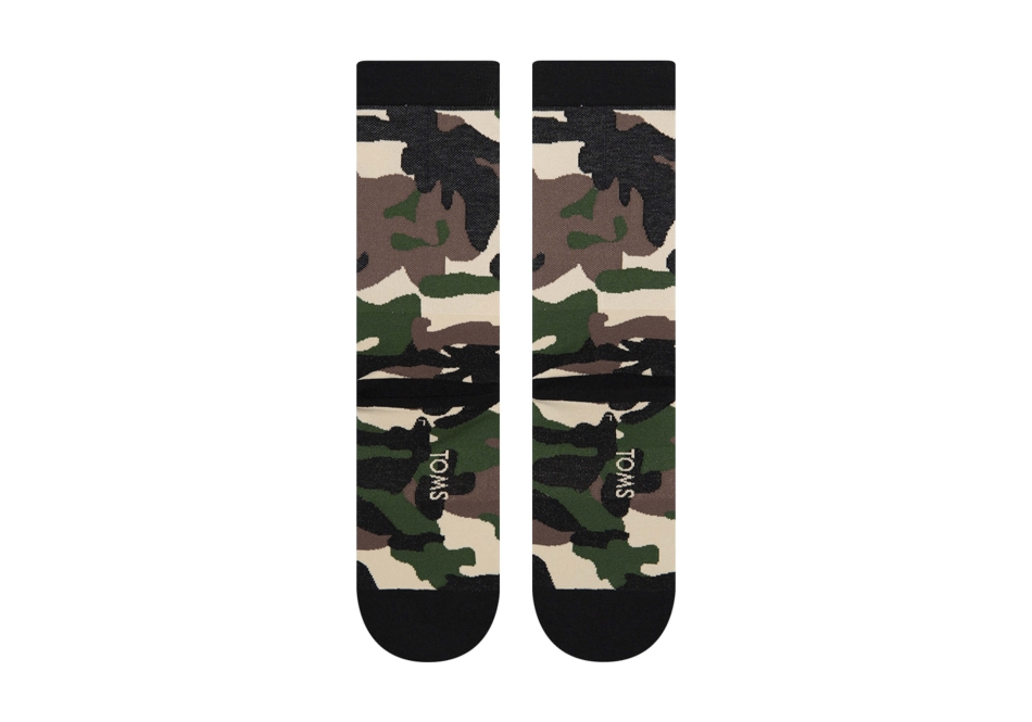 Toms Light Cushioned Crew Socks Camo Black Camo