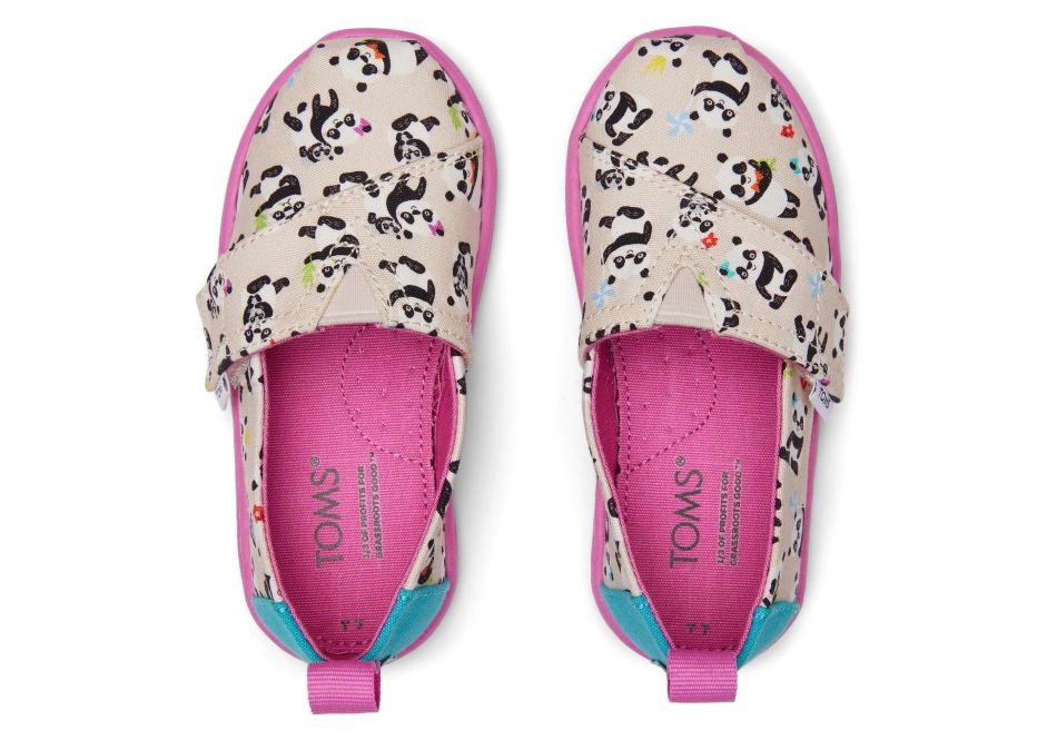 Toms Tiny Alpargata Panda Party Natural Birch