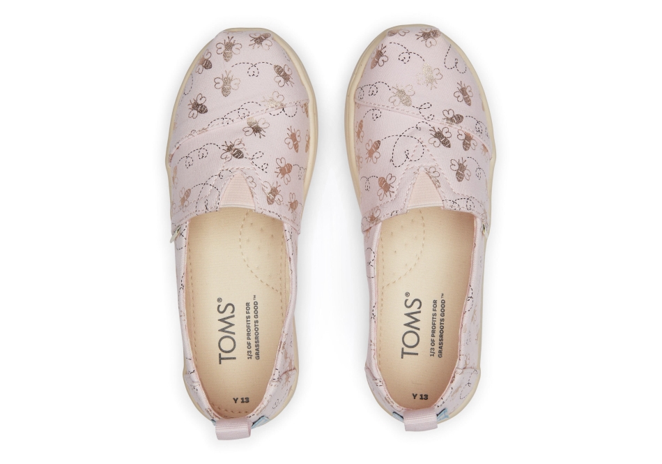 Toms Youth Alpargata Bee Mine Pink Foil