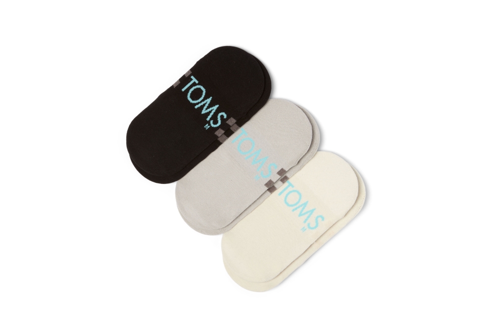 Toms Ultimate No Show Socks Mixed Grey 3 Pack Mixed Grey Stripes