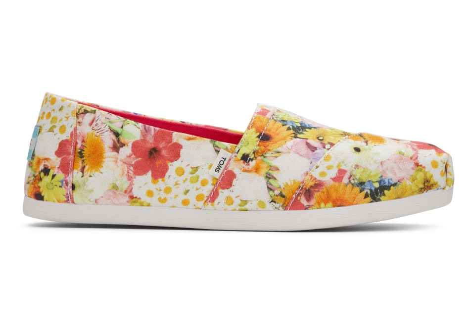 Toms Floral Collage Alpargata White