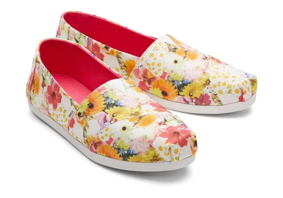 Toms Floral Collage Alpargata White